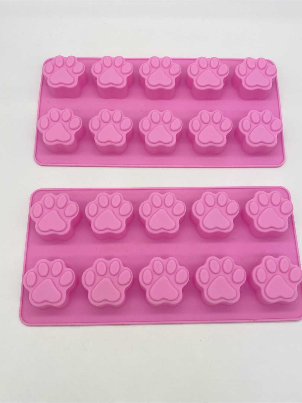 Pink Paw Shaped Silicone Baking Freezing Mold Tray 2 Pack